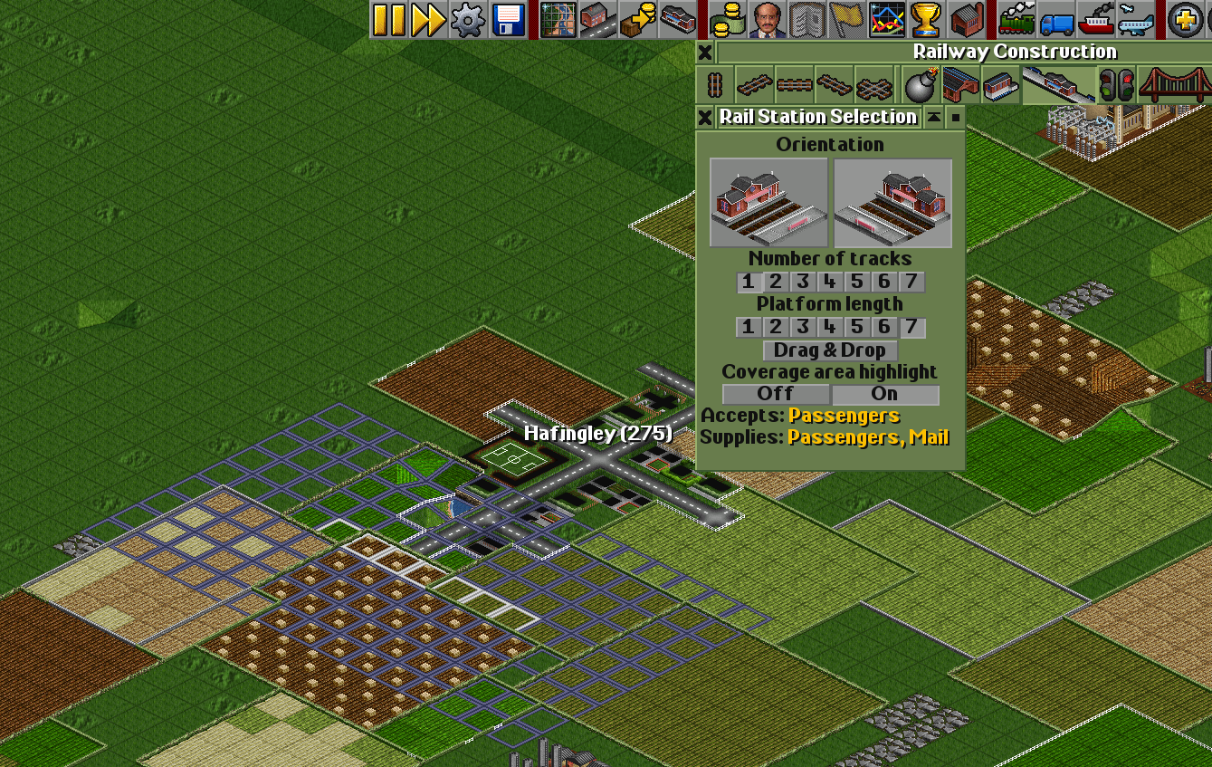 Placing a rail station in OpenTTD