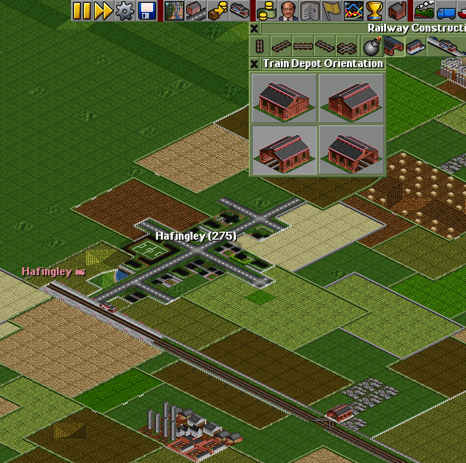 Placing a depot in OpenTTD