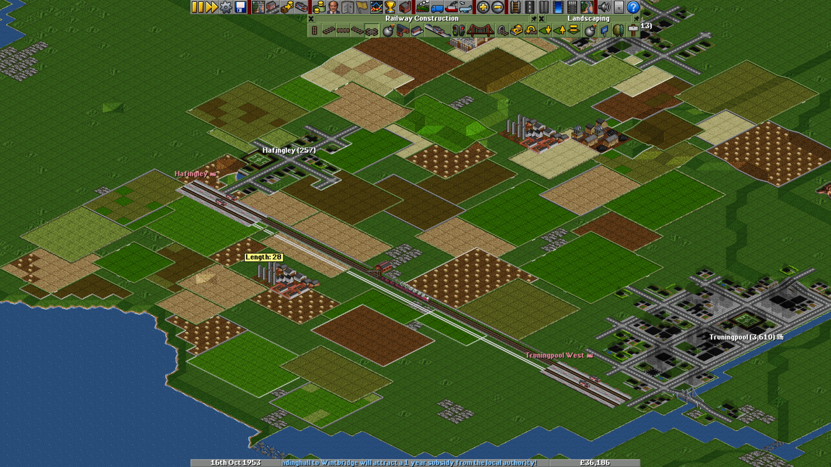 Expanding rail line with second track