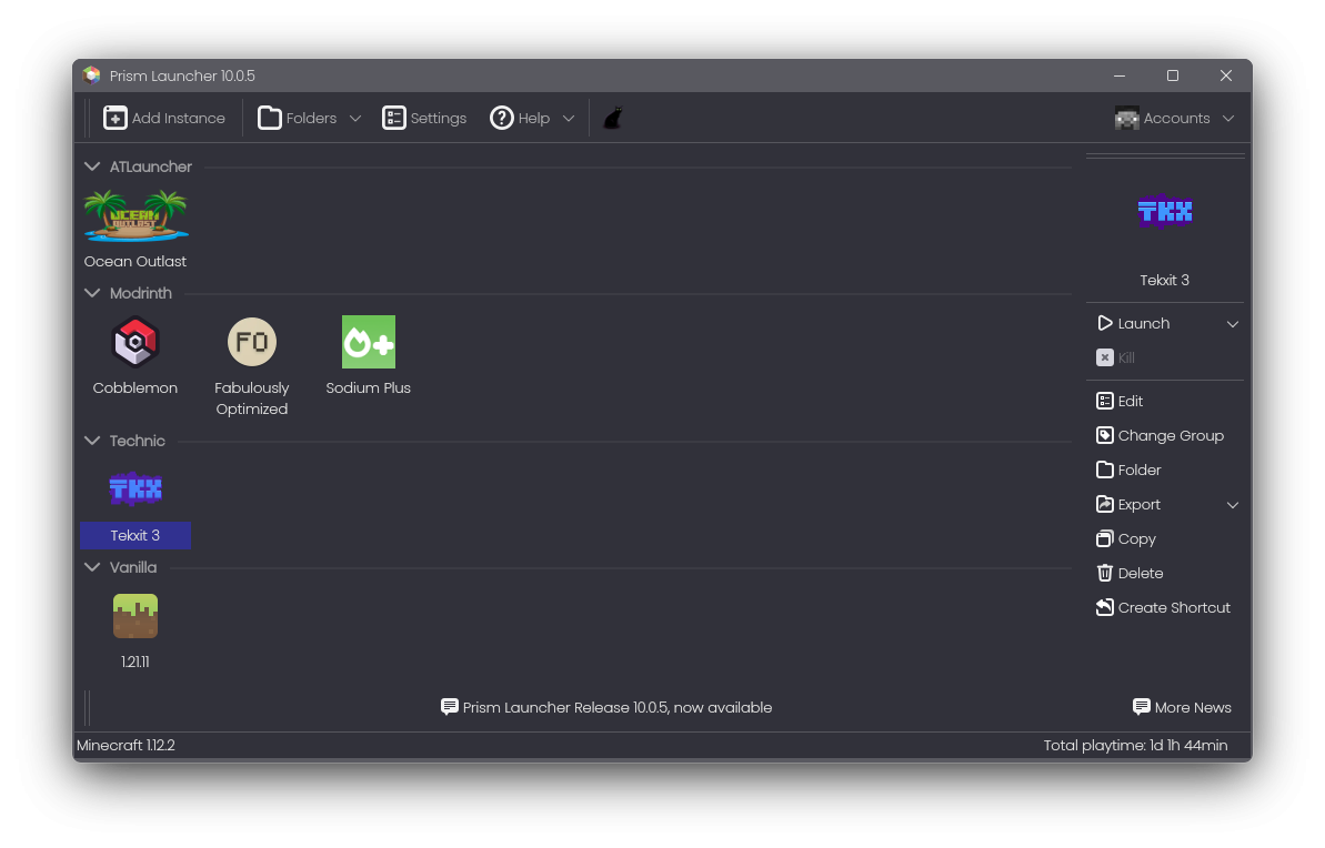 Screenshot of Prism Launcher